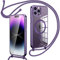 Oelrstfe Collier Coque avec Cordon pour iPhone 14 Pro Max,Transparent Réglable Étui Chain Chaine Housse de Souple Silicone Antichoc Etui Bandouliere Laniere - Violet