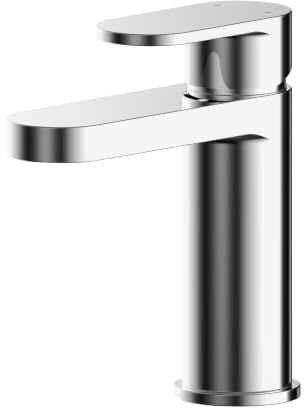 Balterley Bathroom Sink Taps, Mono Basin Mixer Tap with Push Button Waste, Single Lever Temperature Control Bathroom Tap, Round Body, Flat Rounded Tip Spout Taps - 52 x 147 x 160mm (Chrome)