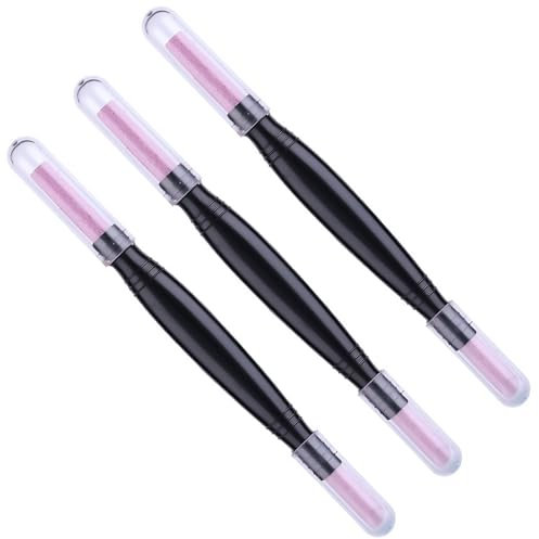 Miaija 3Pcs Pumice Stone Double-headed Pen Nail Art Quartz Stone Polishing Pen Cuticle Remover Trimmer Buffer Manicure Tools for Household Beauty Salon Nail File Manicure