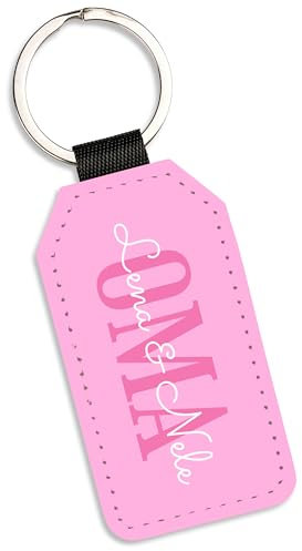 True Statements Schlüsselanhänger personalisiert „MAMA“- mit Kinder-Namen selbst gestalten - Geschenk-Idee Muttertag Geburtstag Weihnachten - mit Schlüsselring – Kunstleder (Rosa)
