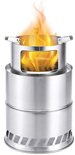 Stufa a legna, stufa a legna da esterno in acciaio inox, braciere portatile da esterno con supporto, fornello da campeggio per escursionismo, campeggio, sopravvivenza, barbecue