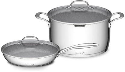 Kochgeschirrset G21 Gourmet Miracle mit Sieb, 4 Teile, Edelstahl/Greblon
