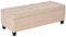 HOMCOM Sitzbank, Polsterbank mit Stauraum, Bettbank mit Deckel, Leinenoptik, Truhenbank, Aufbewahrungsbank für Wohnzimmer, Schlafzimmer, Beige, 125 x 49 x 41,5 cm