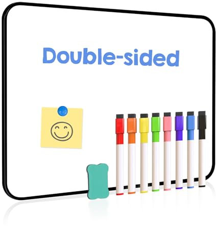 QUEENLINK Double-Sided Magnetic Whiteboard, Dry Erase White Board, 21X30cm Small Lap Boards Kit Portable Mini Classroom Whiteboard for Students and Children