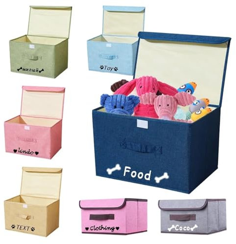 Keruidian Personalisierbarer, faltbarer Haustier-Spielzeugkorb, personalisierbarer Haustiernamen-Aufbewahrungskorb, personalisierte Aufbewahrungsbox für Hunde und Katzen, Spielzeug (38 x 24 x 24 cm,