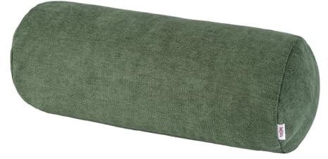 beties Farbton-Serie Nackenrollenbezug ca. 15x40 cm Premium Uni Kissenhülle aus deutschem Unternehmen, Chenille-Haptik in Raumausstatter Qualität - oliven-grün