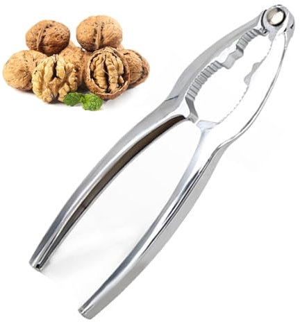 Nutcracker,Nut Crackers Heavy Duty with Non-Slip Handle, Stainless Steel Nut Opener Tool for Walnut Hazelnut Almonds Pecan, 1 PCS (Silver)
