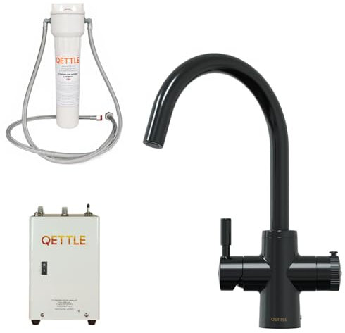 QETTLE Original 4-in-1 Instant Boiling Water Tap | True Boiling, Filtered Cold, Mains Hot & Cold (Black, 2 Litre Boiler)