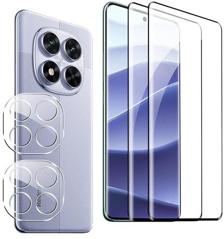 FDHYFGDY 2+2 pezzi Pellicola protettiva per Xiaomi Redmi Note 14 Pro 5G/Poco X7 5G vetro temperato, protezione fotocamera e pellicola protettiva vetro, durezza 9H, protezione schermo HD anti-bolle