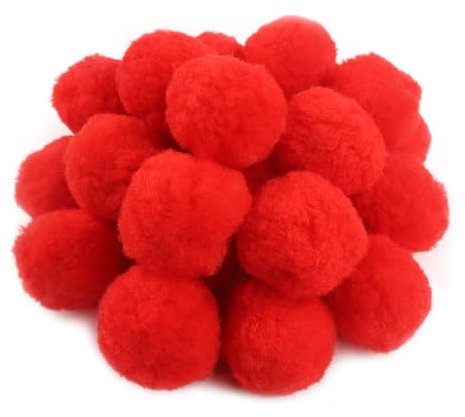 TOAOB 30 Stück Pompons zum Basteln Groß 5 cm Rot Pompom Flauschigen Plüsch set Bälle Kunst Bommel für Dekorieren Verzieren Nähen DIY Lustige Kreativen Handwerk
