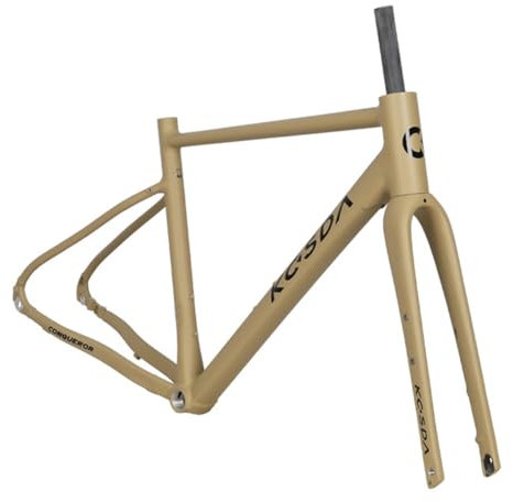 BSFHQS 700C Gravel Road Bike Frameset 46CM 48CM 50CM Aluminum Alloy Disc Brake Frame Thru Axle Frame F12*100mm R12*142mm Carbon Fiber Fork(Geel,50cm)