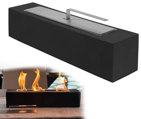 Grand brasero rectangulaire portable sans fumée pour jardin, balcon, salon, salle à manger (noir, 45 x 10 x 10 cm)