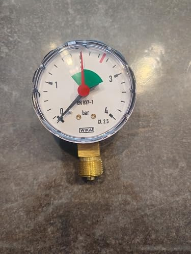 Manometer 63 mm 3/8 Außengewinde 0-4 bar Anschluss unten radial Heizung Luft Wasser