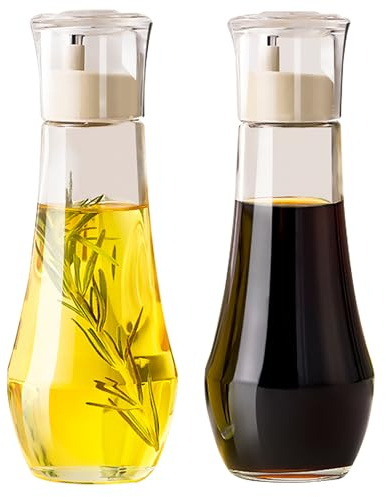 Summark Diamond Olive Oil Dispenser Bottle,Oil and Vinegar Dispenser for kitchen,Elegant Glass Cooking Oil Dispenser,Dispenser Bottle of 10 OZ - Set of 2