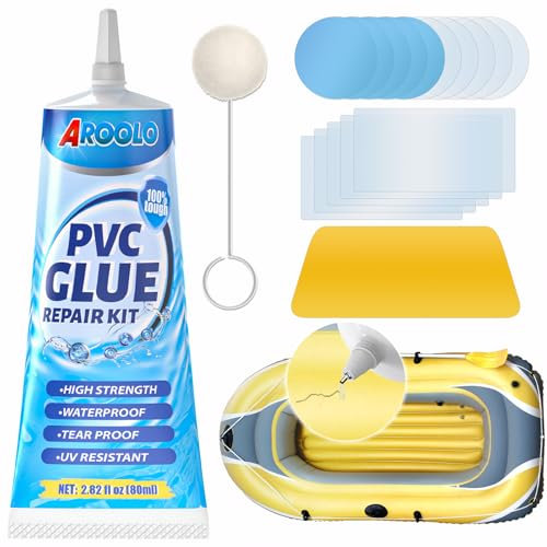AROOLO Air Mattress Patch Kit, Waterproof Pool Liner Repair Kit, Heavy Duty Vinyl Adhesive for Air Mattress, Snow Tube, Swimming Ring, Hot Tub, PVC Boat, Pool, Tent, PVC Pipes and More (80ml)