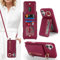 Zouzt for iPhone 16 Case with Cord and Card Holde, Zipper Wallet Case with Crossbody Lanyard Ring Adjustable Necklace Protective Cover Women for iPhone 16 6.1 Inch - Burgundy