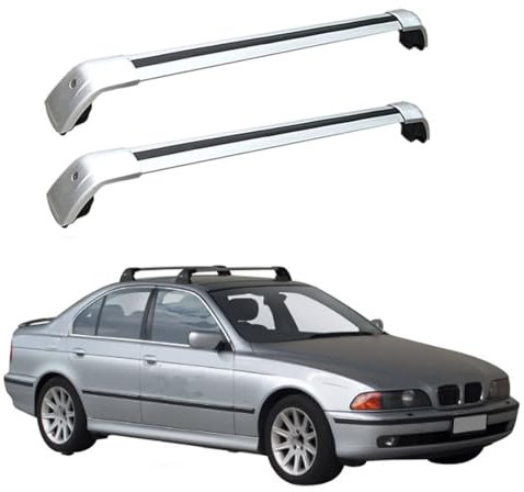 ljxwzh Dachgepäckträger für BMW 5 Series Sedan E39 2004-2010, Querträger, Gepäckträgerschienen Oben, 2 STK,Silver-Silver