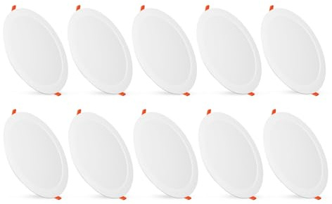 paul russells Bathroom Spot Lights Ceiling, 18W LED Round Panels 3 CCT Light, 1800LM, 3000K,4000K,6500K, Led Downlights spotlights for Ceiling, Panel Lighting (Non-Dimmable), 10 Pack