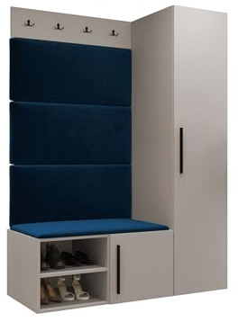 Mirjan24 Garderoben-Set Mapreni II, Schuhschrank + Kleiderhakenbrett + Kleiderschrank Gepolstertes Paneel/Wandpaneel Kleiderhaken Flurgarderobe Wandgarderobe (Cashmere, Manila 26)