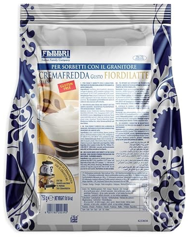 Selezione di Preparati in Polvere per Crema Fredda al Caffe, allo Yogurt e al Fior di Latte e Sorbetto al Limone per fabbri 750g [GUSTO A SCELTA] (Crema Fredda Fior di Latte 750g)