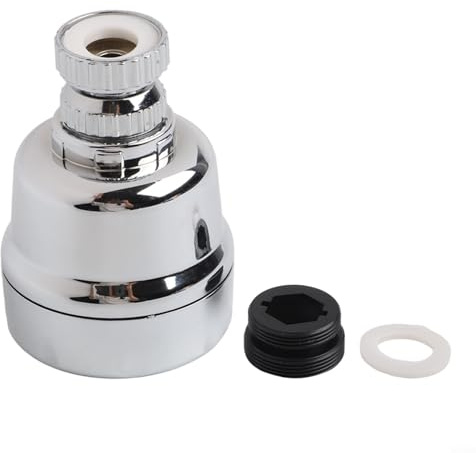 Tête de robinet de cuisine rotative à 360° avec 3 modes d'économie d'eau, filetage intérieur 24 mm et extérieur 22 mm, acier inoxydable ABS silicone