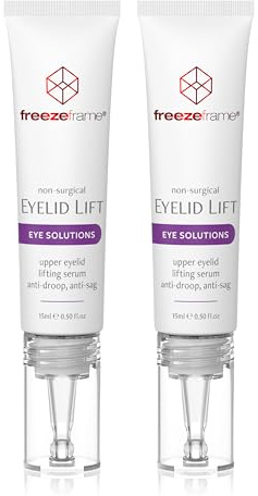 freezeframe - Eyelid Lift for Hooded Eyes, Non Surgical (2 x 15ml) | Firms Droopy Eyes and Sagging Skin with Bio-Mimetic Peptides and Hyaluronic Acid, Lifts and Opens Eyes, Lightweight