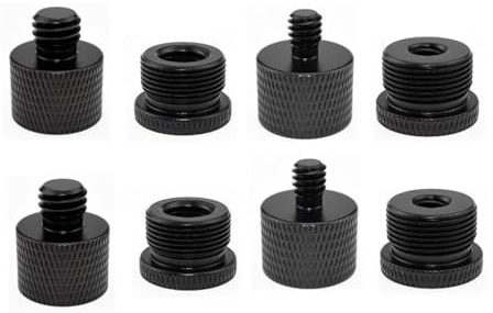 8 Pcs Mic Stand Adapter, 5/8 Female to 3/8 Male 3/8 Female to 5/8 Male 5/8 Female to 1/4 Male 1/4 Female to 5/8 Male Screw Thread Adapter for Microphone and Camera Tripod