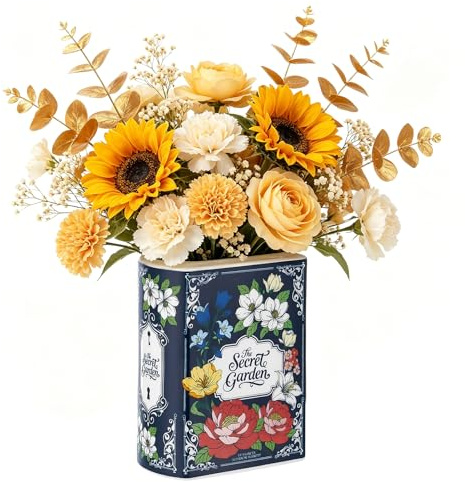 TWINKLEMON Dekorative Vase in Buchform, Pfingstrosenlilie, ästhetische Keramik-Buchvasen für Blumen, einzigartige Vintage-Blumenvase in Buchform, für Bücherregal, Dekoration, Zuhause, Büro, Wohnzimmer