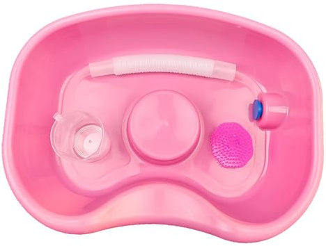 Shampoo-Schüssel mit Shampoo-Bürste, Nachttisch-Shampoo-Becken für Salon, Herren, Kinder, Rosa, 46 x 35 x 12 cm
