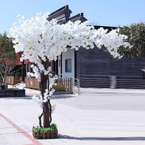 AityBuy Künstlicher Simulationskirschbaum, Lebensechter Baum, Weinender Kirschbaum Mit Echten Holzstielen, Atemberaubende Handgefertigte Kunstpflanzen 1.5×1m