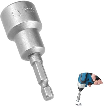 Llave de Vaso Magnética 17mm, Llave Hexagonal de 1/4 Pulgada para Taladros y Destornilladores, Adaptador de Vaso de Impacto, Herramienta Robusta para Bricolaje, Reparación Automotriz y Carpintería