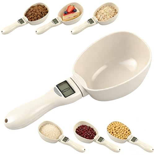 Odetina Digital Measuring Spoon Scale, Electronic Weighing Spoon with 4 Units, Portable Kitchen Scale for Cooking Baking Pet Food