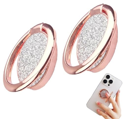 2-Pack Metal Ring Holder for Mobile Phone - Creative Round Ring Kickstand Grip, Portable Anti-Slip Finger Strap Buckle, Universal Phone Accessories as Handphone Stand & Grip for All Smartphones