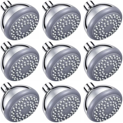 Daloual - 9x Duschkopf Ø 80 mm – Antikalk Kopfbrause mit Kugelgelenk – Verchromter ABS Brausekopf – 1/2 Zoll Universal – Ideal für Fitnessstudio, Hotel, Camping & Outdoor-Duschen