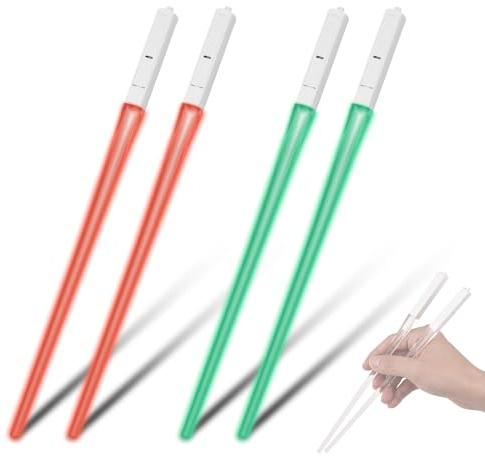 LED Light Up Lightsaber Chopsticks 9 Color Changing Reusable Detachable Dishwasher Part Lightweight Portable ABS