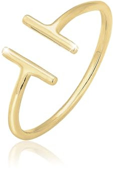 Elli PREMIUM Ring Damen Geo Statement Offen Stab in 375 Gelbgold