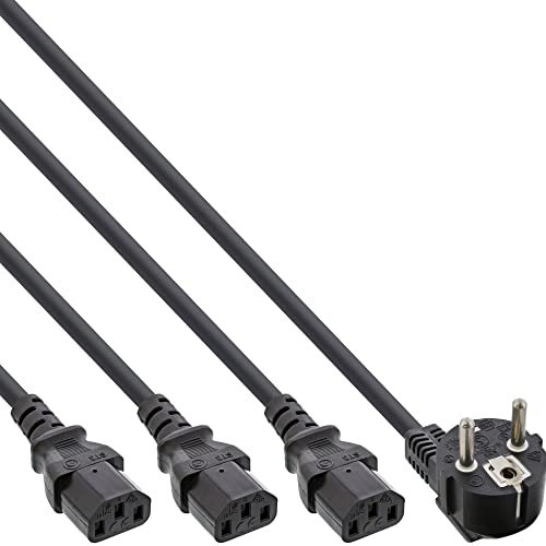 InLine 16657I Netz-Y-Kabel, 1x Schutzkontaktstecker zu 3x Kaltgerätestecker, 5m