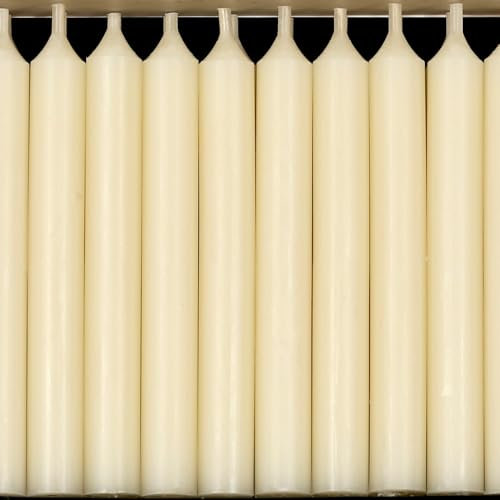 Bütic GmbH 20 Baumkerzen durchgefärbt 110mm x Ø 13mm - Kerzen mit rückstandsfreiem Abbrand, 2,5h Brenndauer, rußarm, geruchsneutral, Farbe:Elfenbein