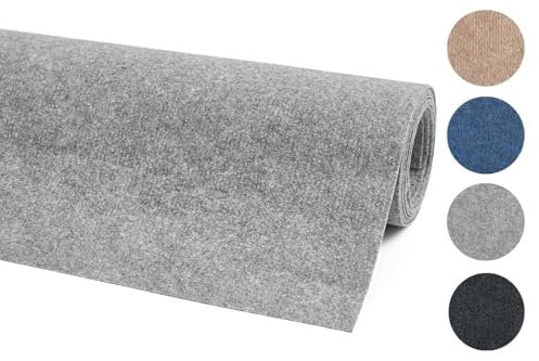andiamo Teppichboden Milo - einfach zu verlegen - Auslegware Teppichboden - Meterware Bodenbelag in feiner Rippenstruktur - 200 x 500 cm Grau