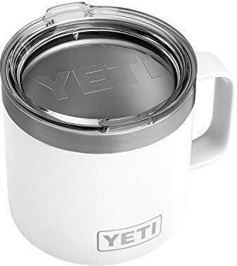 YETI Rambler 14 oz Mug, Stainless Steel, Vacuum Insulated with Standard Lid, White