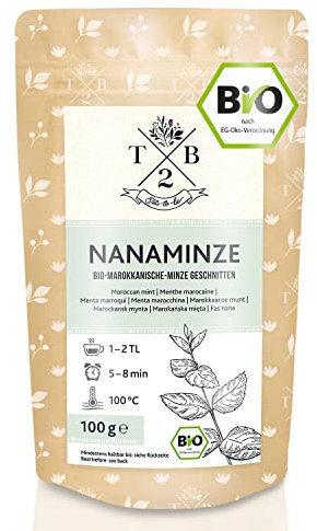 Nana-Minze BIO-Tee geschnitten in Bio-Qualität mit loser Nanaminze (Spearmint, marokkanische Minze),100g | Tea2Be