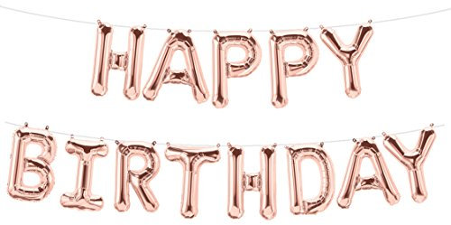 ballonfritz® Luftballon HAPPY BIRTHDAY -Schriftzug in ROSEGOLD - XXL Folienballon als Geburtstags Deko, Begrüßung, Party Geschenk oder Fotorequisite