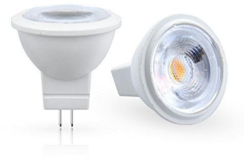 Aluxcia 3W GU4 MR11 LED Light Bulb, 12V AC/DC G4/GZ4 Bi-Pin Base Spot Light Bulb 35W MR11 Halogen Replacement for Landscape Accent Recessed Track Lighting, Daylight 6000K, 2-Pack