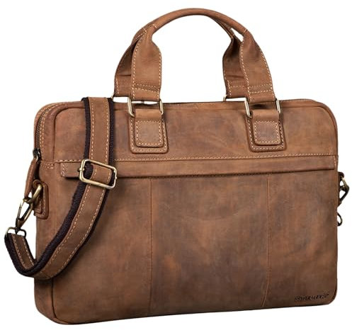 STILORD 'Andrew' Vintage Business Ledertasche Klassische Aktentasche für Herren und Damen 13,3 Zoll Laptoptasche für Arbeit Büro Aufsteckbar, Farbe:used look - braun
