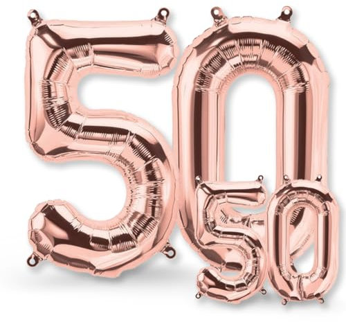 FUNXGO® Ballon decoration anniversaire 50 ans - Lot de 2 -Ballons Numéro 50 en Or Rose - deco anniversaire 50 ans femme ou homme - Gonflables à l'Hélium - pour une Célébration Éblouissante