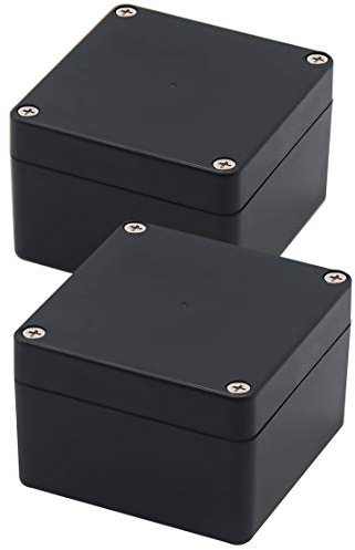 Abzweigdose, Zulkit Projektbox, IP65, wasserdicht, staubdicht, ABS-Kunststoff, elektrische Boxen, Gehäuse, schwarz, 83 x 81 x 56 mm, 2 Stück