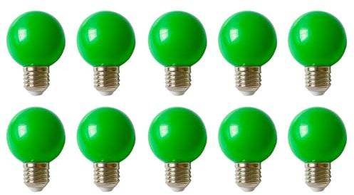 Grün G60 Deko Glühbirne Lichterkette Bunte Leuchtmittel E27 Led Globo Kugel Glühbirnen 2W, Energiesparend Langlebig Farbige Lichterketten Für Zimmer, Weihnachten Baum, Party Nachtlichter, 10 stück