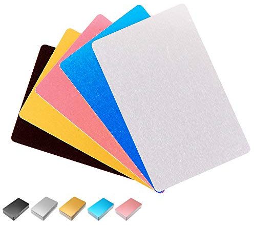 50 Stück Metall Visitenkarten blanko Aluminium Blech Gravur Metall Etiketten Materialien für CNC-Gravur Laser Gravur DIY Geschenkkarten, Dicke (0,2 mm)