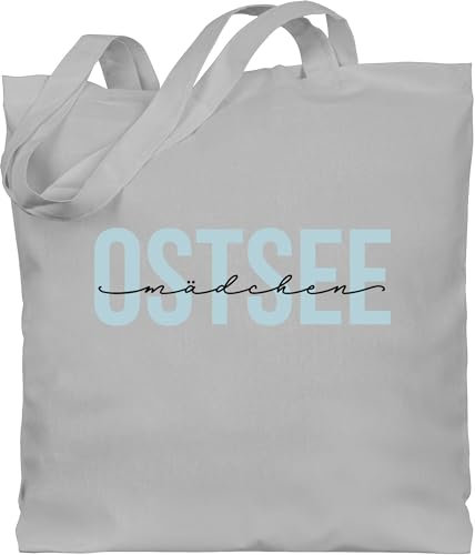 Baumwolltasche - Sprüche Statement - Ostsee Mädchen schwarz - Unisize - Hellgrau - mit aufschrift stoffbeutel statements jutebeutel sprüchen baumwolle spruch lange henkel spruche jutebeuel