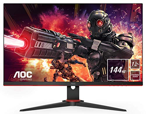 AOC Gaming 24G2AE/BK Monitor FHD da 24 pollici, 144 Hz, 1 ms, FreeSync Premium (1920 x 1080, HDMI, DisplayPort, Hub USB), nero